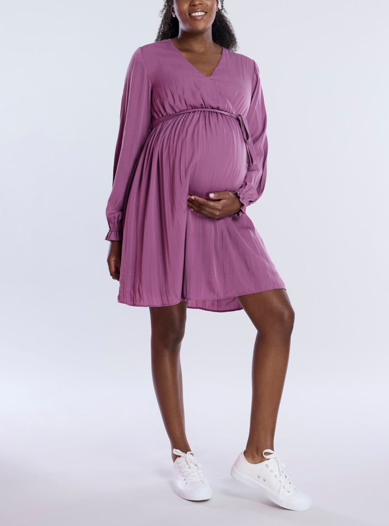 Women's Woven Wrap Long Sleeve Mini Dress - Motherhood