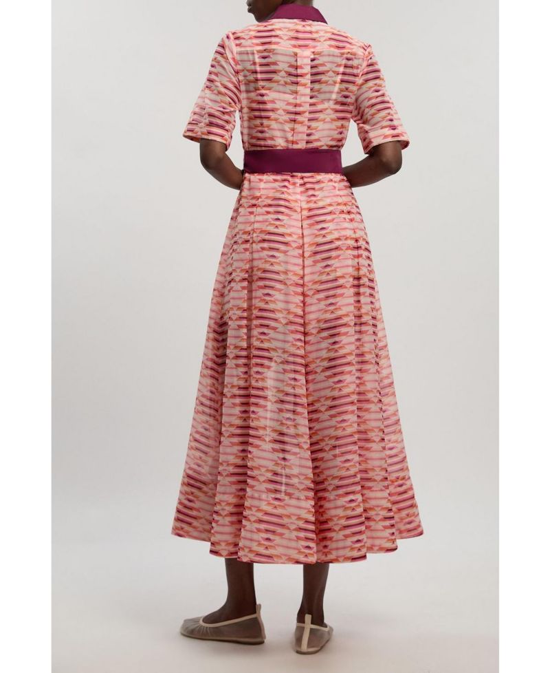 Women's Short Sleeve Midi Shirt Dress