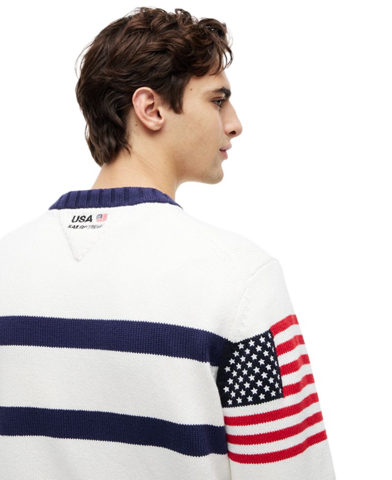 x U.S. SailGP Men's Stripe Crewneck Sweater