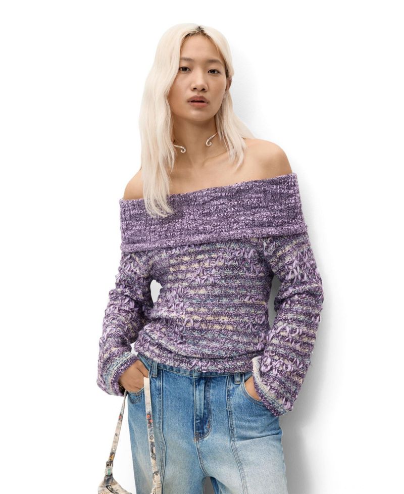 Women's Striped-Textured Knit Sweater