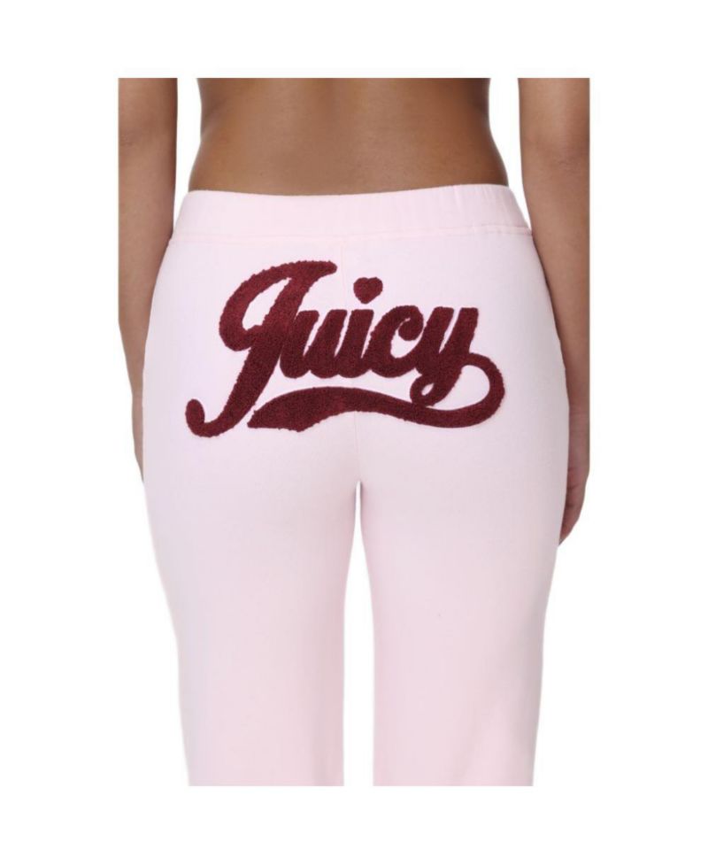 Women's Bubble Leg Bedazzled-Logo Velour Sweatpants