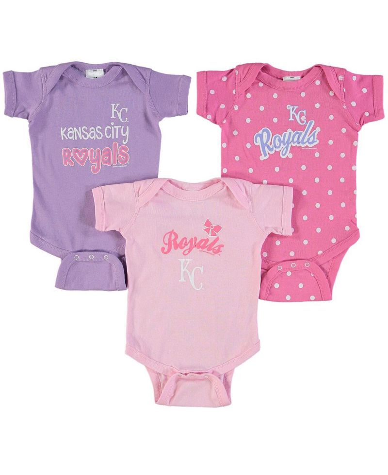 Girls Infant Pink, Purple Kansas City Royals 3-Pack Rookie Bodysuit Set