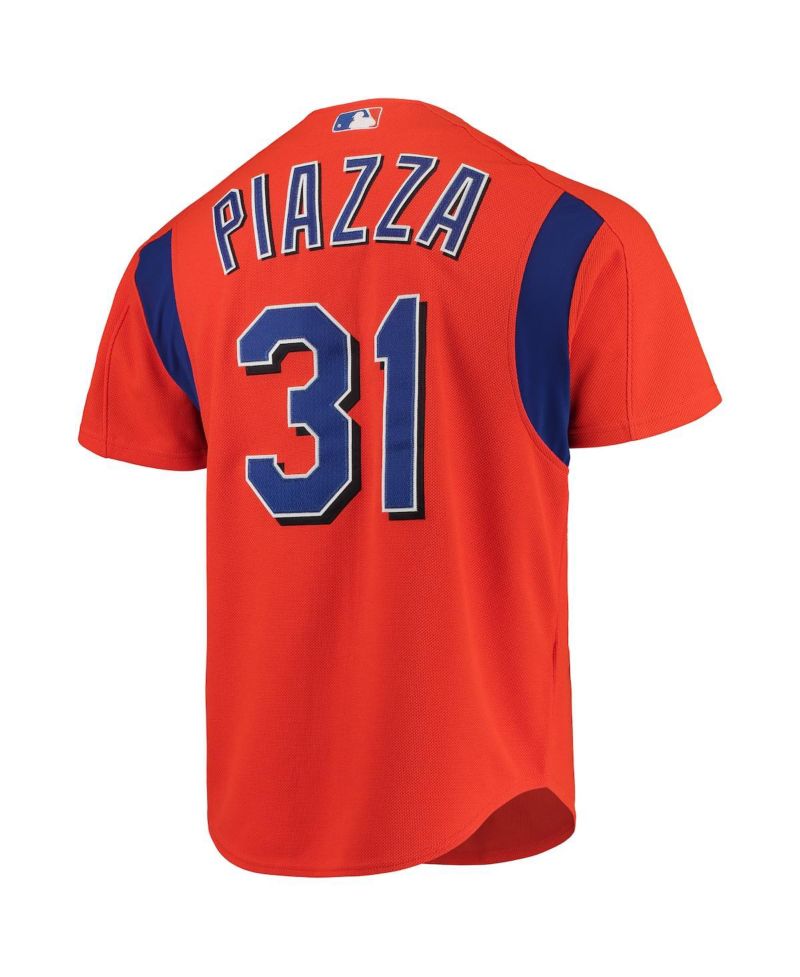 Men's Mike Piazza Orange New York Mets Cooperstown Collection Mesh Batting Practice Jersey