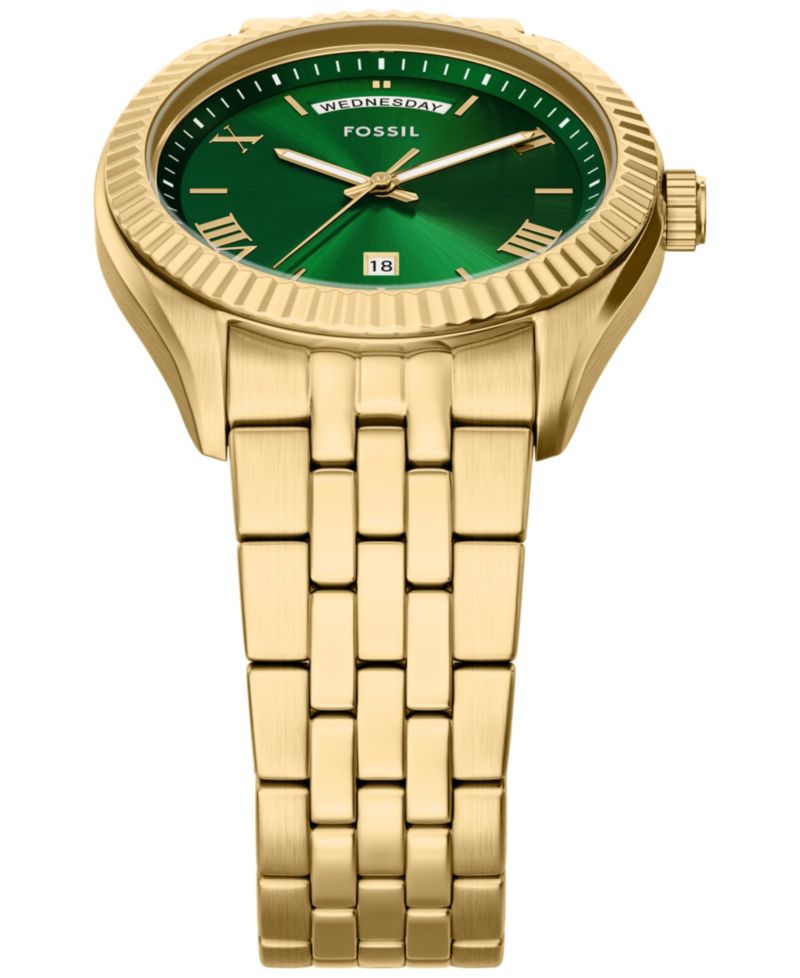 Men's Campbell Three-Hand Day-Date Gold-Tone Stainless Steel Watch, 42mm
