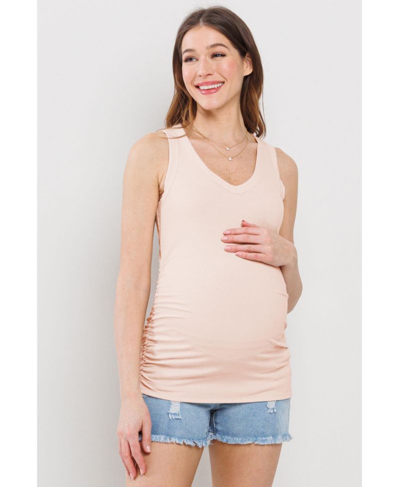 Maternity Side Ruched Ribbed Tank Top