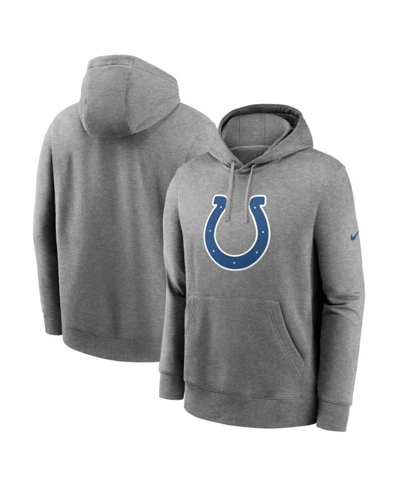 Men's Heather Gray Indianapolis Colts Club Logo Pullover Hoodie