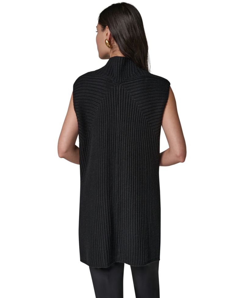Women's Mock-Neck Sleeveless Ribbed Sweater Tunic