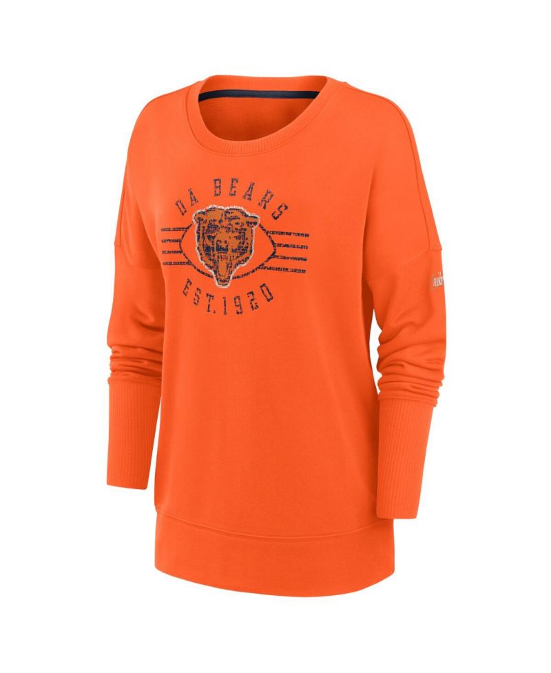 Women's Orange Chicago Bears Rewind Playback Icon Performance Pullover Sweatshirt