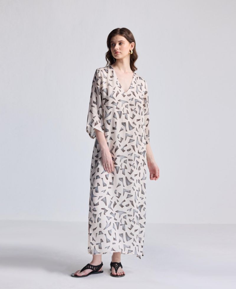 Women's Maxi Dress with Side Slits in Mosaic