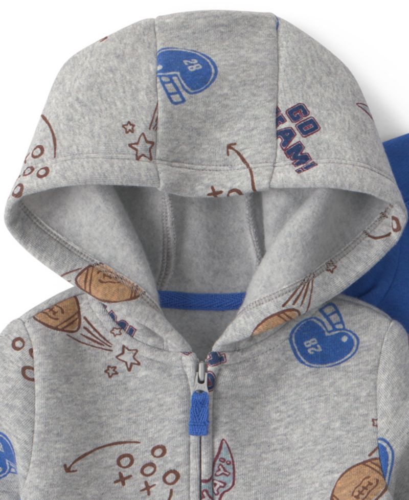 Baby Boys' Go Team Football Fleece Layering Short-Sleeve Bodysuit, Jacket and Pants, 3-Piece Set