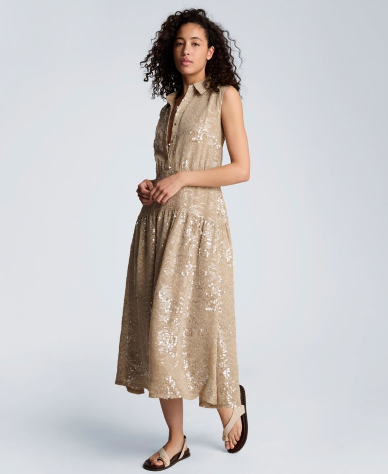 Women's Curved Yoke Collared Dress