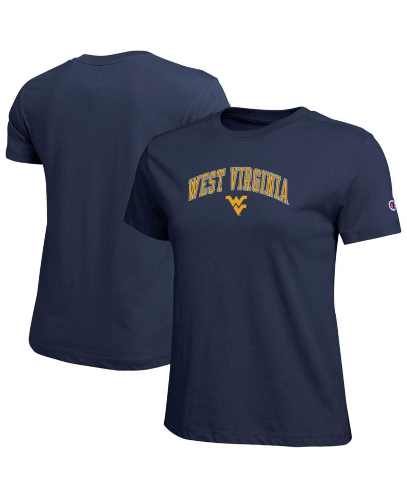 Women's Navy West Virginia Mountaineers Arched Over Logo T-Shirt