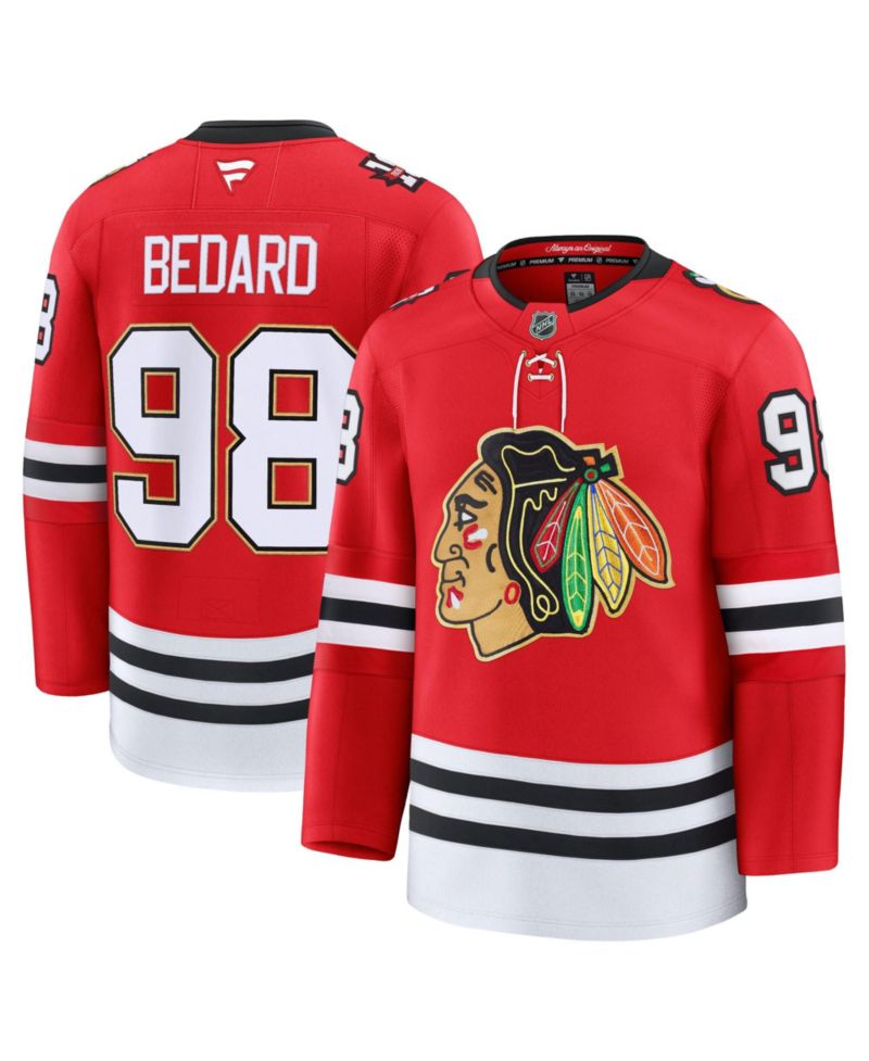 Men's Connor Bedard Red Chicago Blackhawks Centennial Premium Jersey