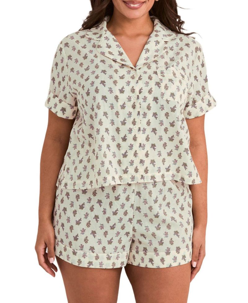 Plus Size Lucero Ultra-soft Short Sleeve Top and Shorts Pajama Set