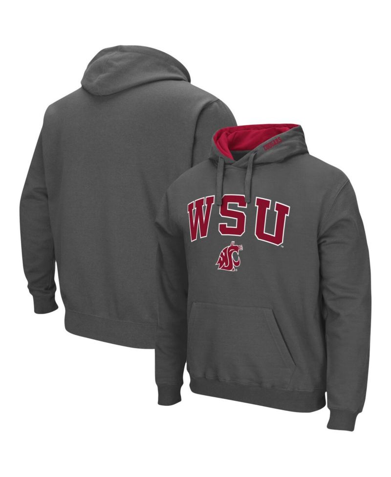 Men's Charcoal Washington State Cougars Arch & Logo 3.0 Pullover Hoodie