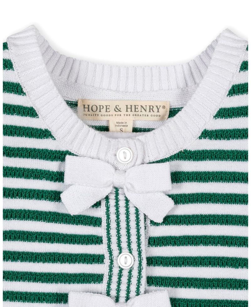 Girls Hope and Henry Organic Button Front Sweater Tank with Bows