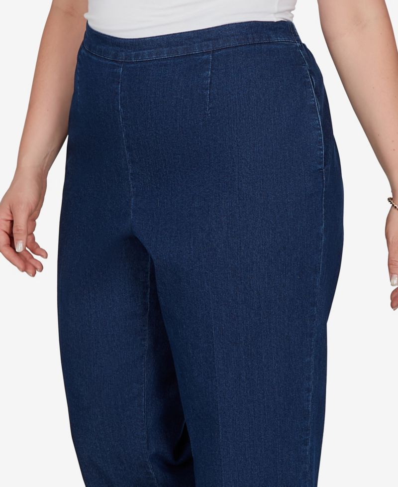 Plus Size Pull-On Mid-Rise Denim Pants