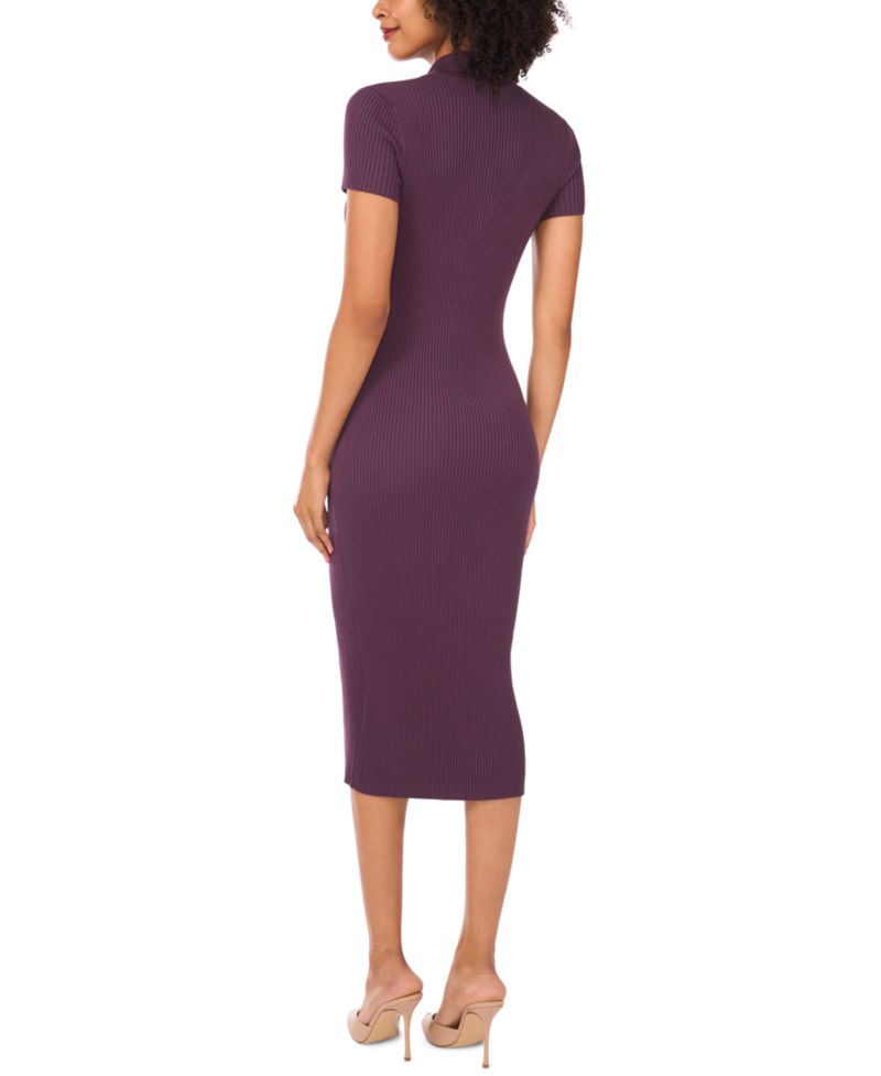 Women's Solid-Color Collar Short-Sleeve Dress