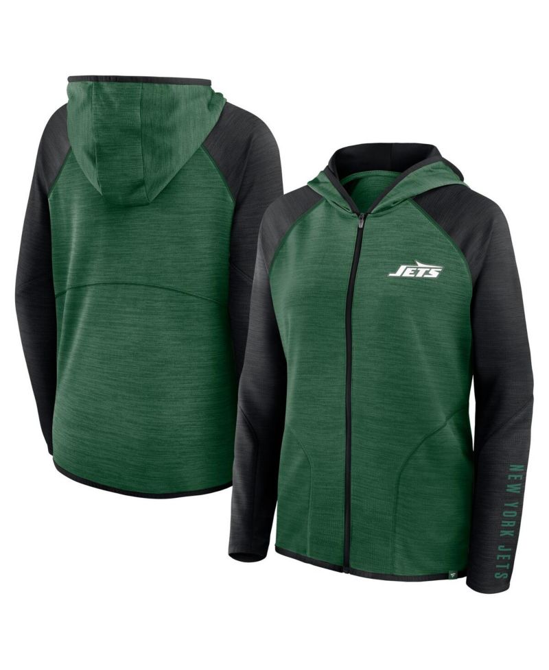 Women's Green/Black New York Jets Redzone End Around Pass Raglan Full-Zip Hoodie