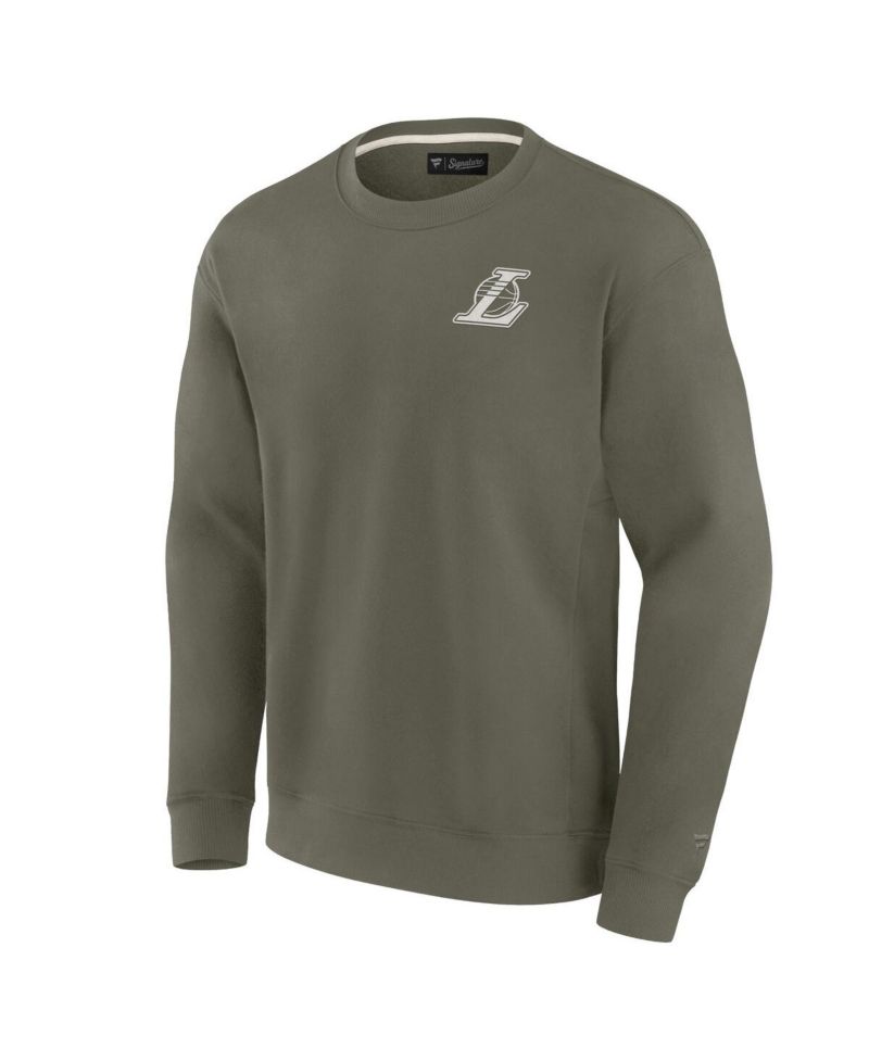 Men's and Women's Olive Los Angeles Lakers Super Soft Pullover Crew Sweatshirt