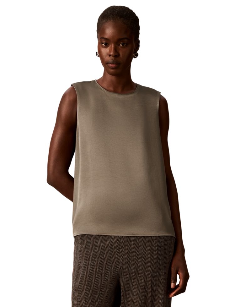 Women's Satin Crewneck Sleeveless Shell