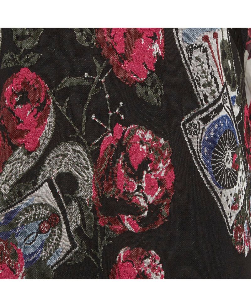 Women's Mixed-Media Floral and Tarot Print Pullover