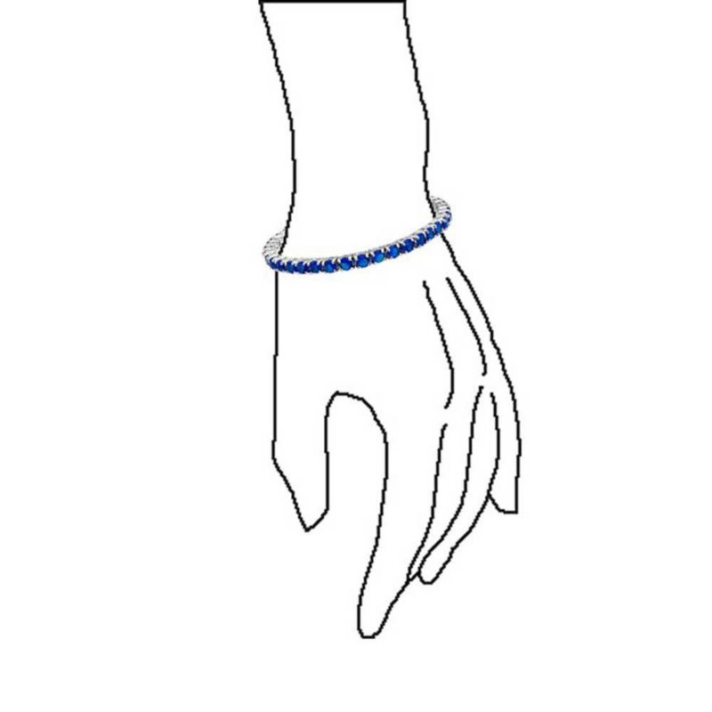 Classic 12CTW Round CZ Basket Set Blue Tennis Bracelet Silver Plated 7.5"