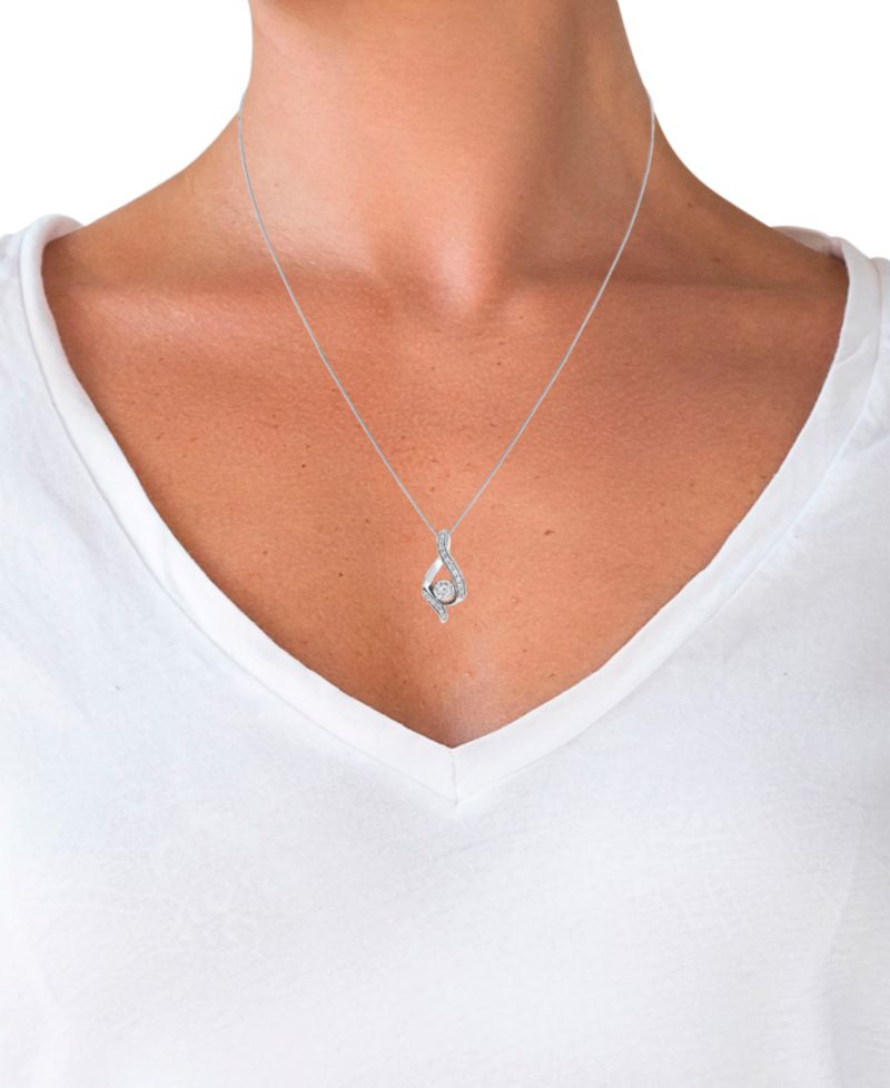 Diamond Ribbon Pendant Necklace (3/8 ct. t.w.) in 14k White or Yellow Gold