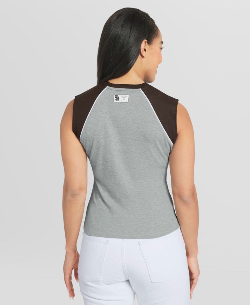 Women's Heather Gray San Diego Padres Cropped Raglan Tank Top