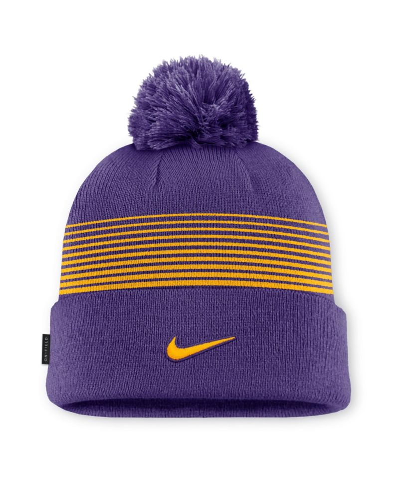 Men's and Women's Purple LSU Tigers 2026 On-Field Cuffed Knit Hat with Pom