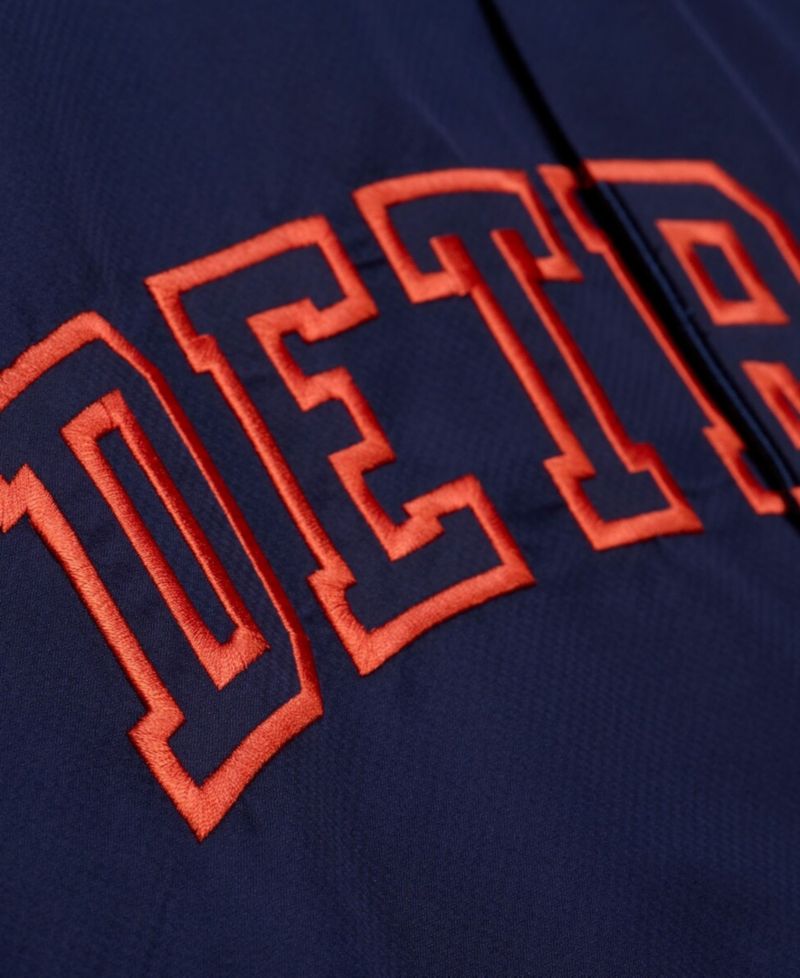 Men's Navy Detroit Tigers Full-Snap Hooded Coaches Jacket