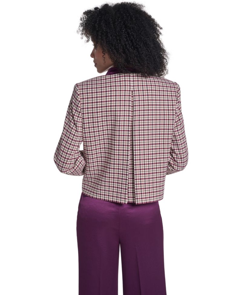 Petite Cropped Shoulder-Padded Woven Jacket