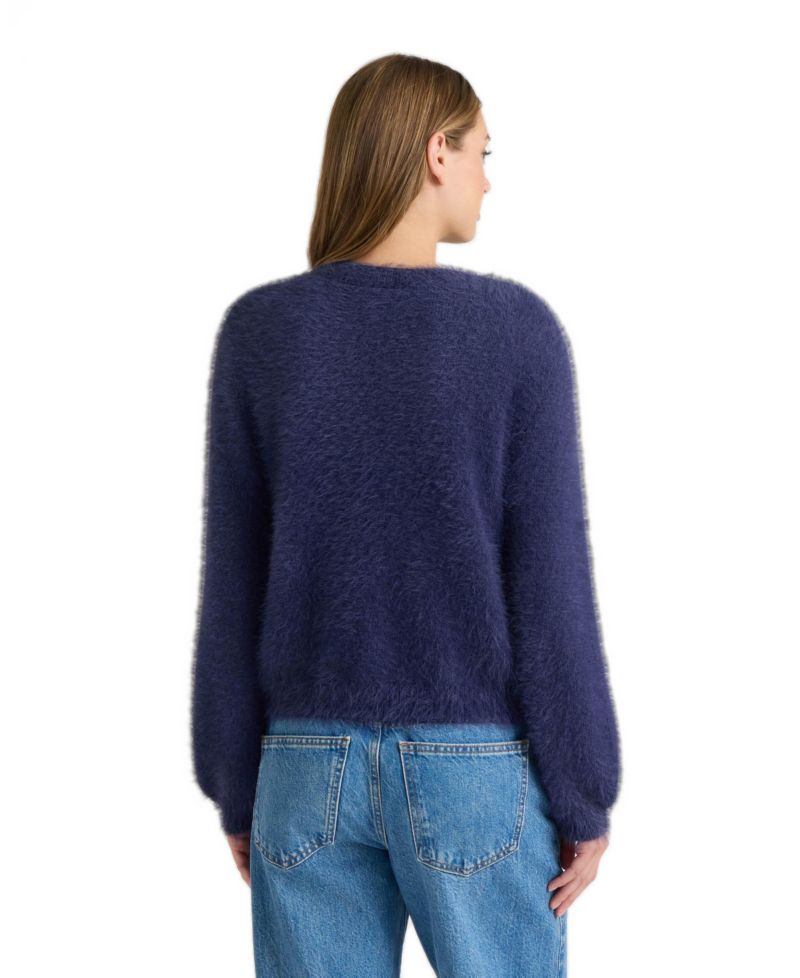 Women's Cherry Long-Sleeve Crew-Neck Cardigan