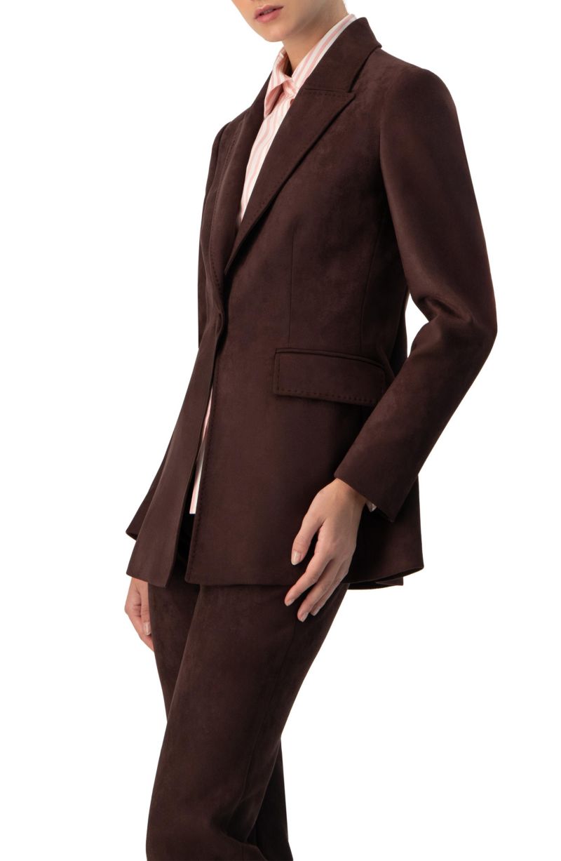 Women's Single-Breasted Faux-Suede Blazer