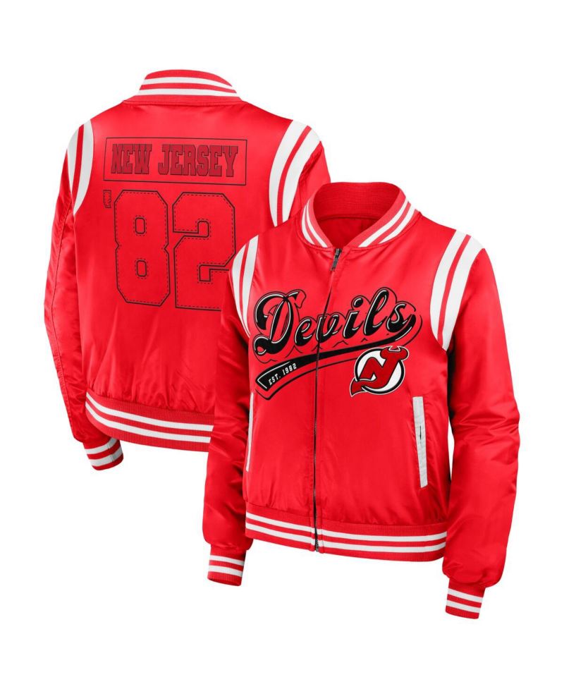 Women's Red New Jersey Devils Baller Full-Zip Bomber Jacket