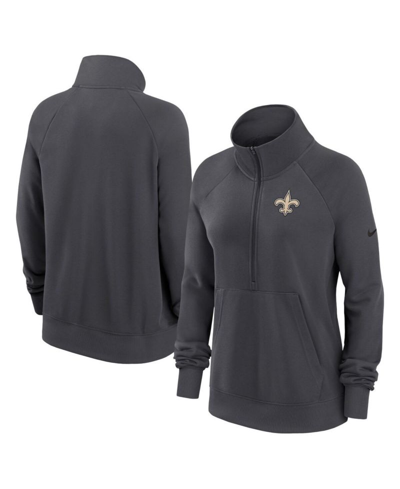 Women's Charcoal New Orleans Saints Premium Raglan Performance Half-Zip Sweatshirt