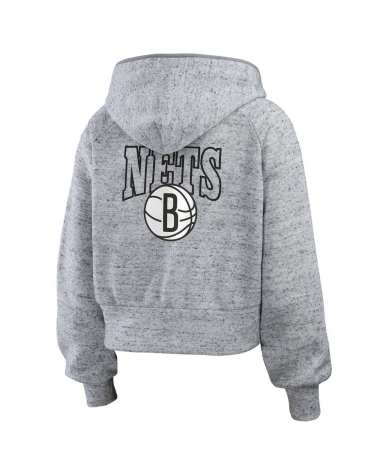 Women's Heather Gray Brooklyn Nets Speckled Radiator Full-Zip Hoodie