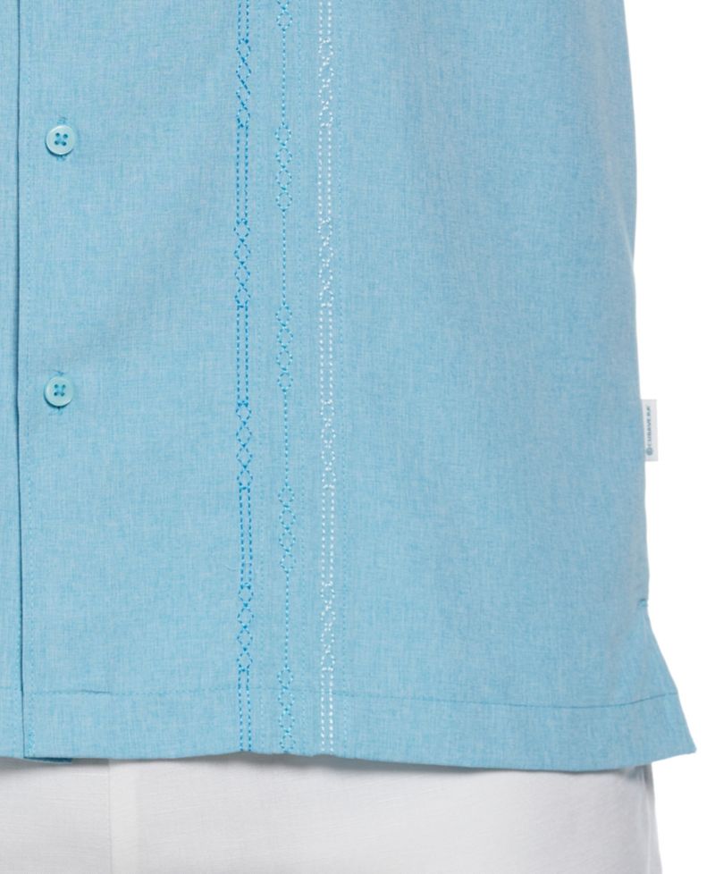 Men's Geo Embroidered Panel Chambray Shirt