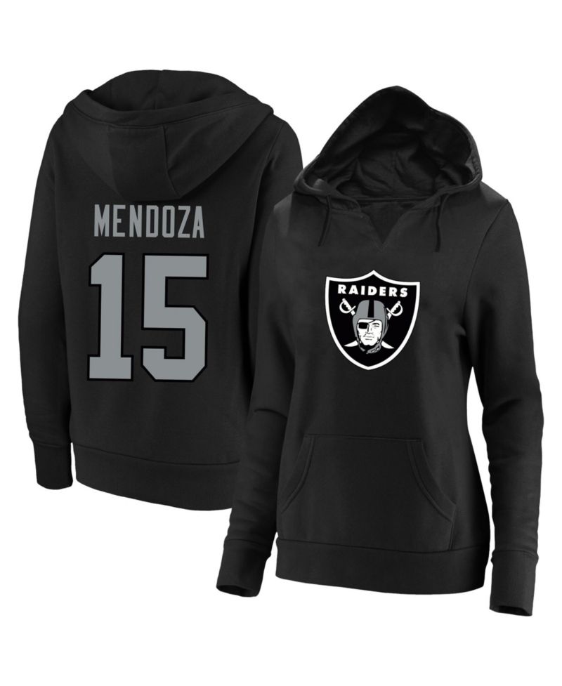Women's Fernando Mendoza Black Las Vegas Raiders Plus Size Player Name & Number V-Neck Hoodie