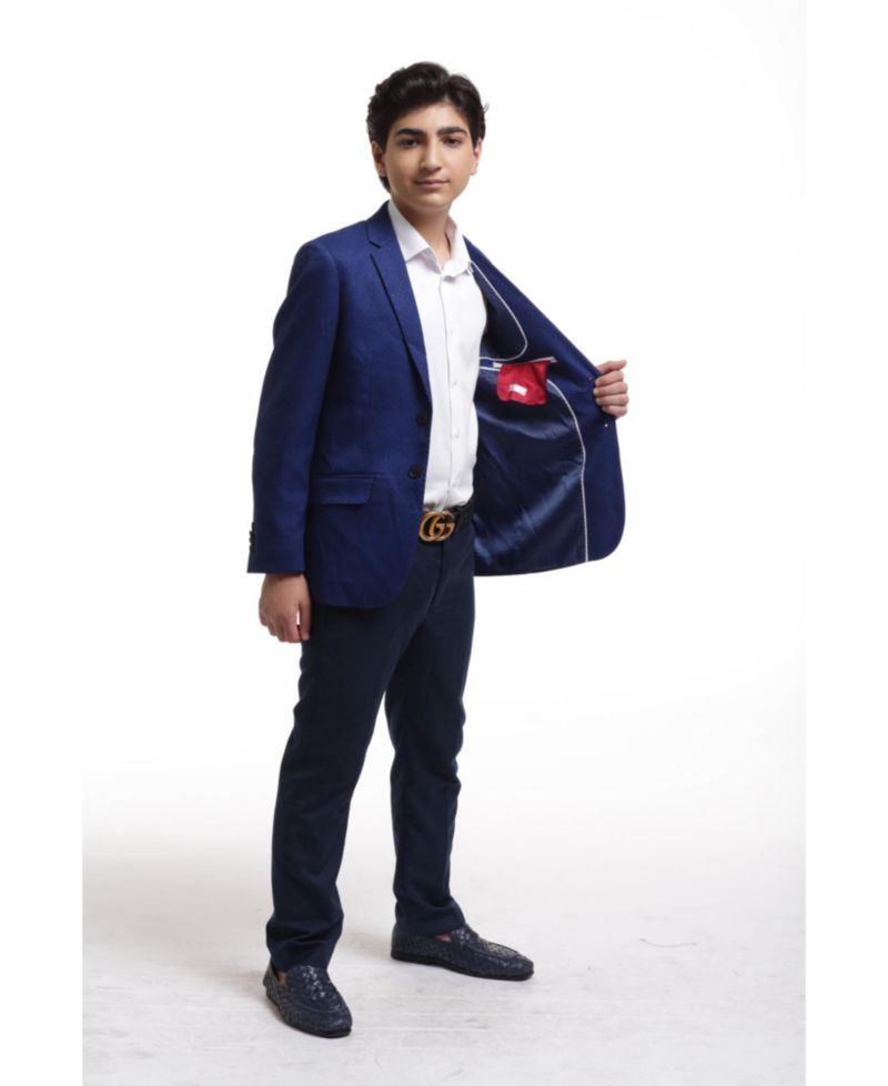 Boys Blue Slim Fit Digital Rain Jacket