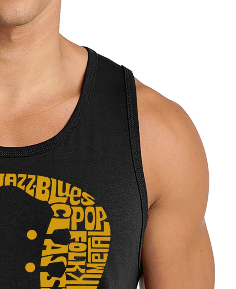 Men's Electric Guitar Neck Circular Word Art Graphic Tank Top