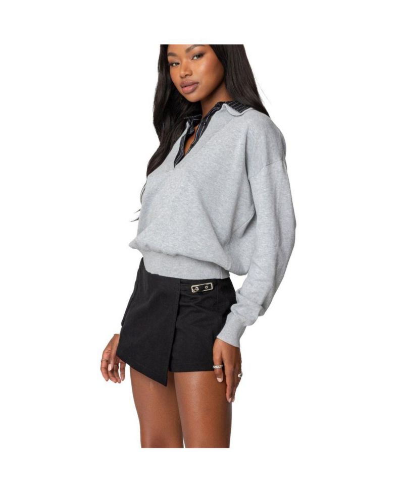 Womens Rue Double Collared Sweater