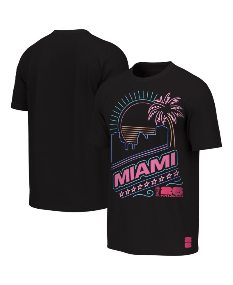Big Boys and Girls Black FIFA World Cup 2026 Miami Neon City Night T-Shirt