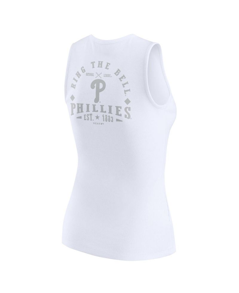 Women's White Philadelphia Phillies Rib-Knit Henley Tank Top