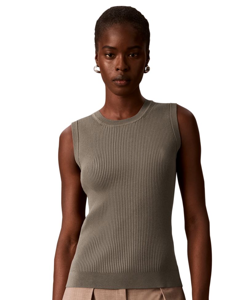 Women's Petite Ribbed Sleeveless Tank Sweater