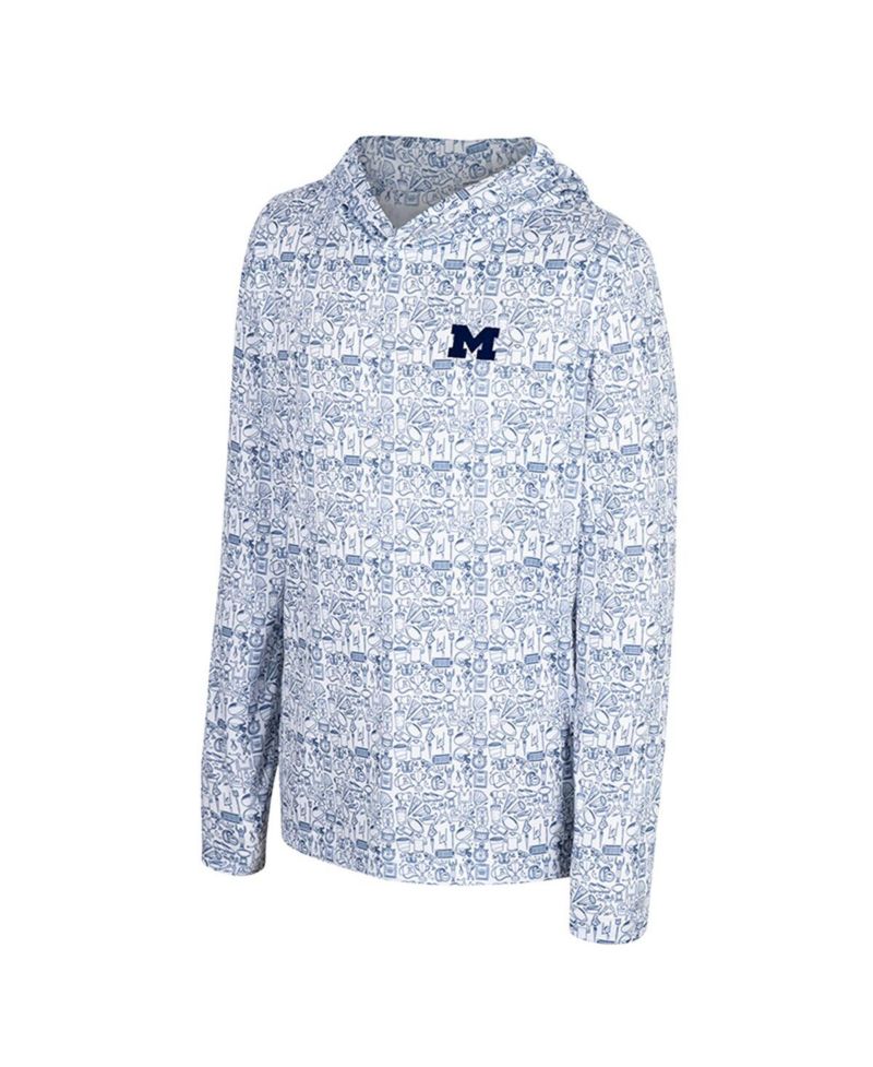 Big Boys and Girls Navy Michigan Wolverines All-Over Print Hoodie