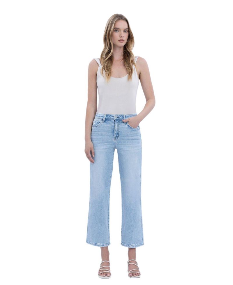 Women's High Rise Crop Slim Wide Leg Jeans