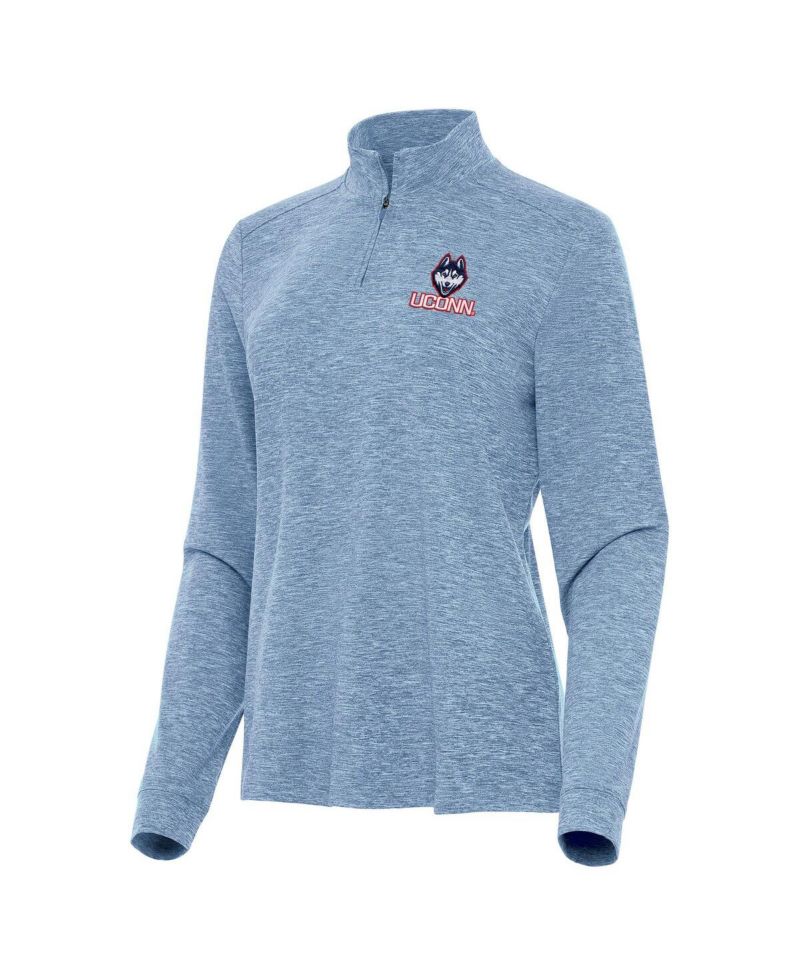 Women's Heather Aqua UConn Huskies Mentor Long Sleeve Quarter-Zip Mock Polo Shirt