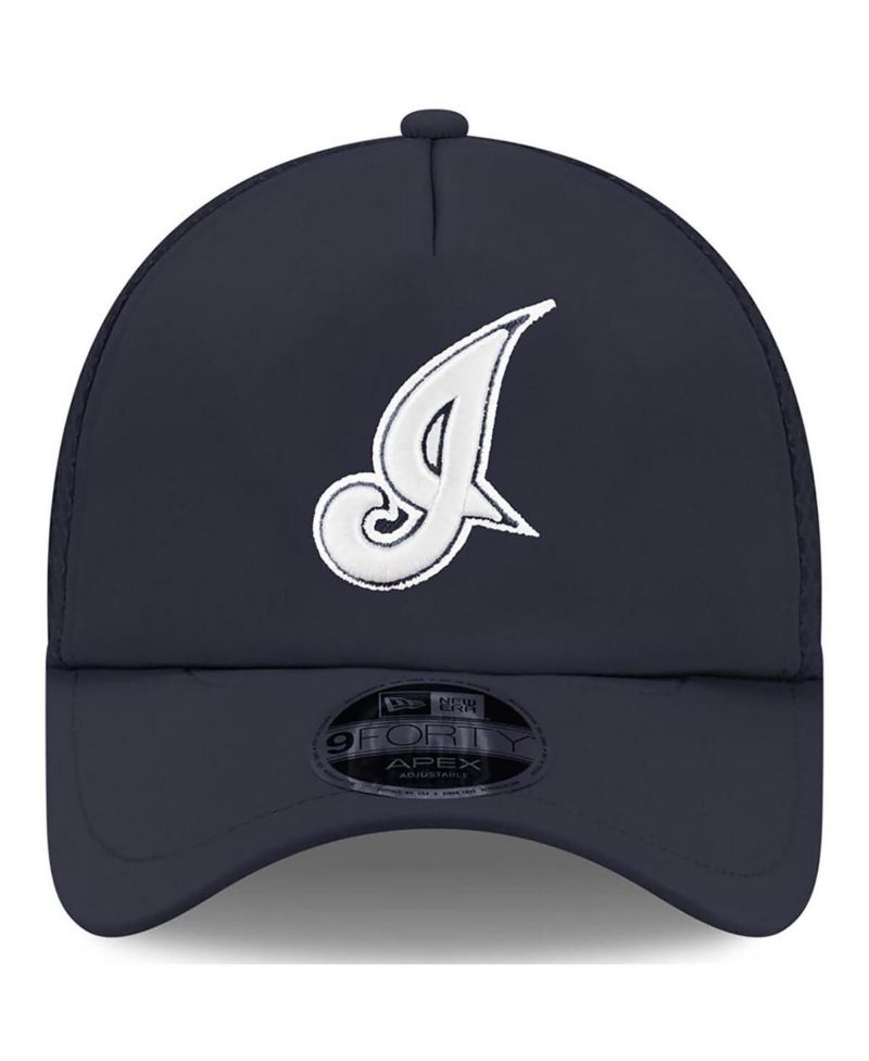 Men's Navy Cleveland Indians 2026 Batting Practice Alternate Apex 9FORTY Adjustable Hat