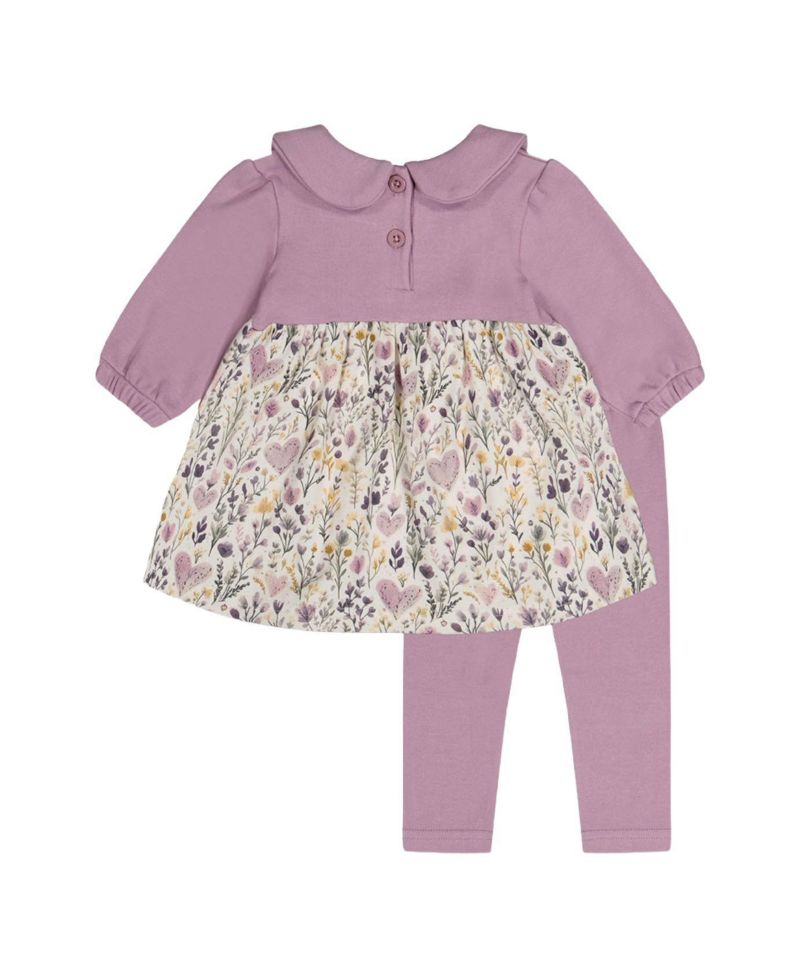 Baby Girl ( 3M to 24 M ) Cotton Dress and Legging Set with Heart Print